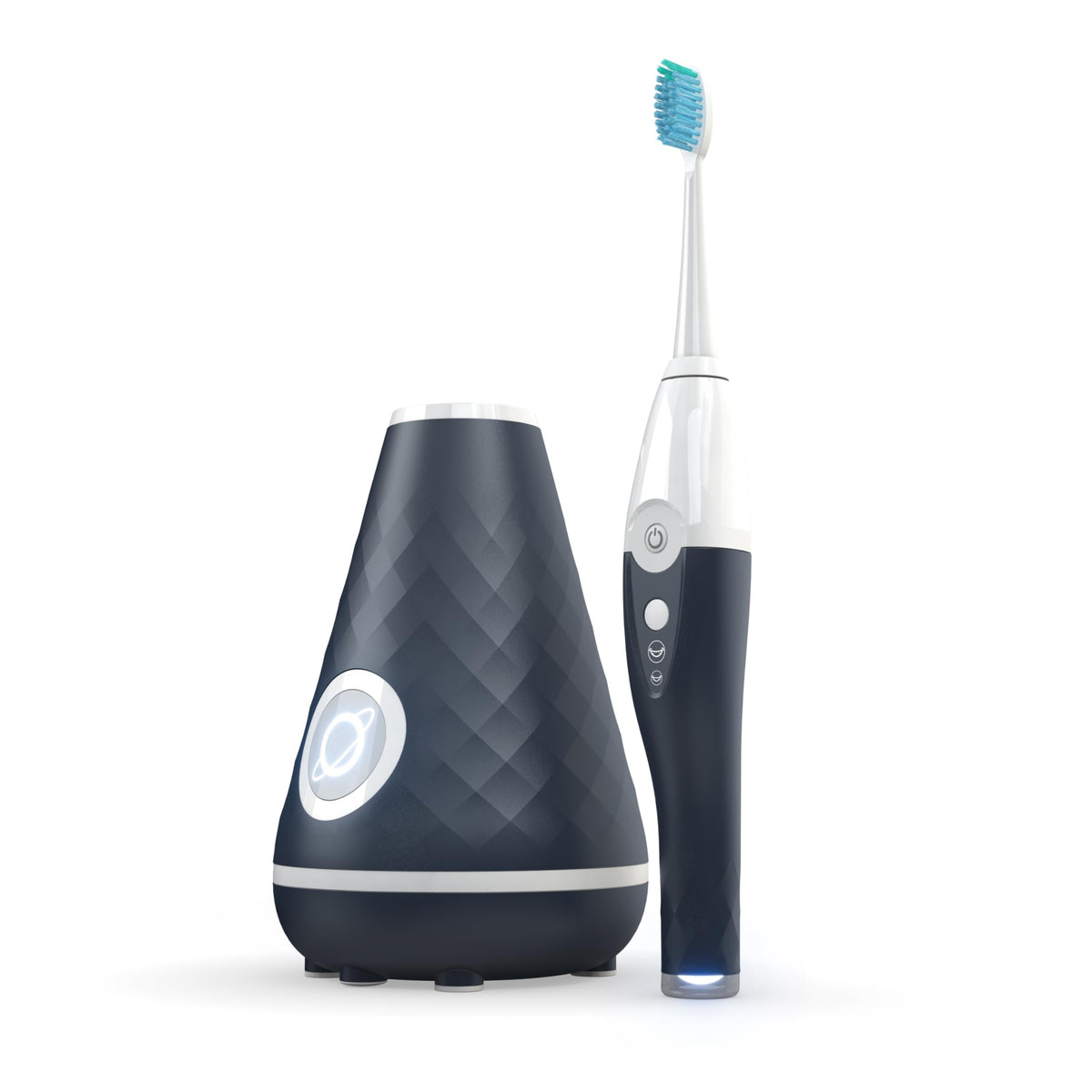 Tao Clean frente del cepillo eléctrico color Midnight Blue con diseño ergonómico