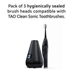 TAO Clean comparación de tamaño del cabezal junto a un cepillo para escala