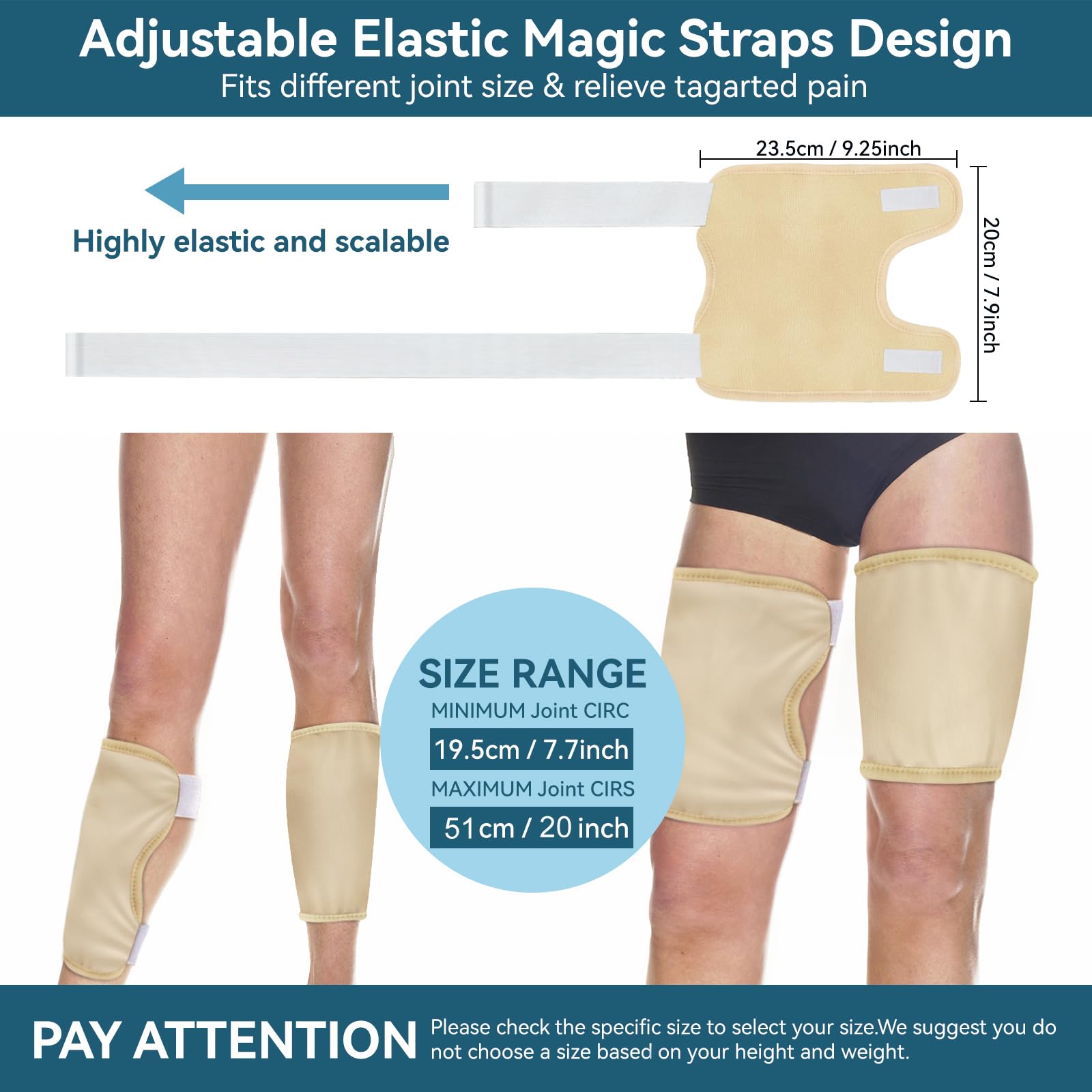 Taoscare compresa colocada en rodilla mostrando ajuste cómodo y uso práctico