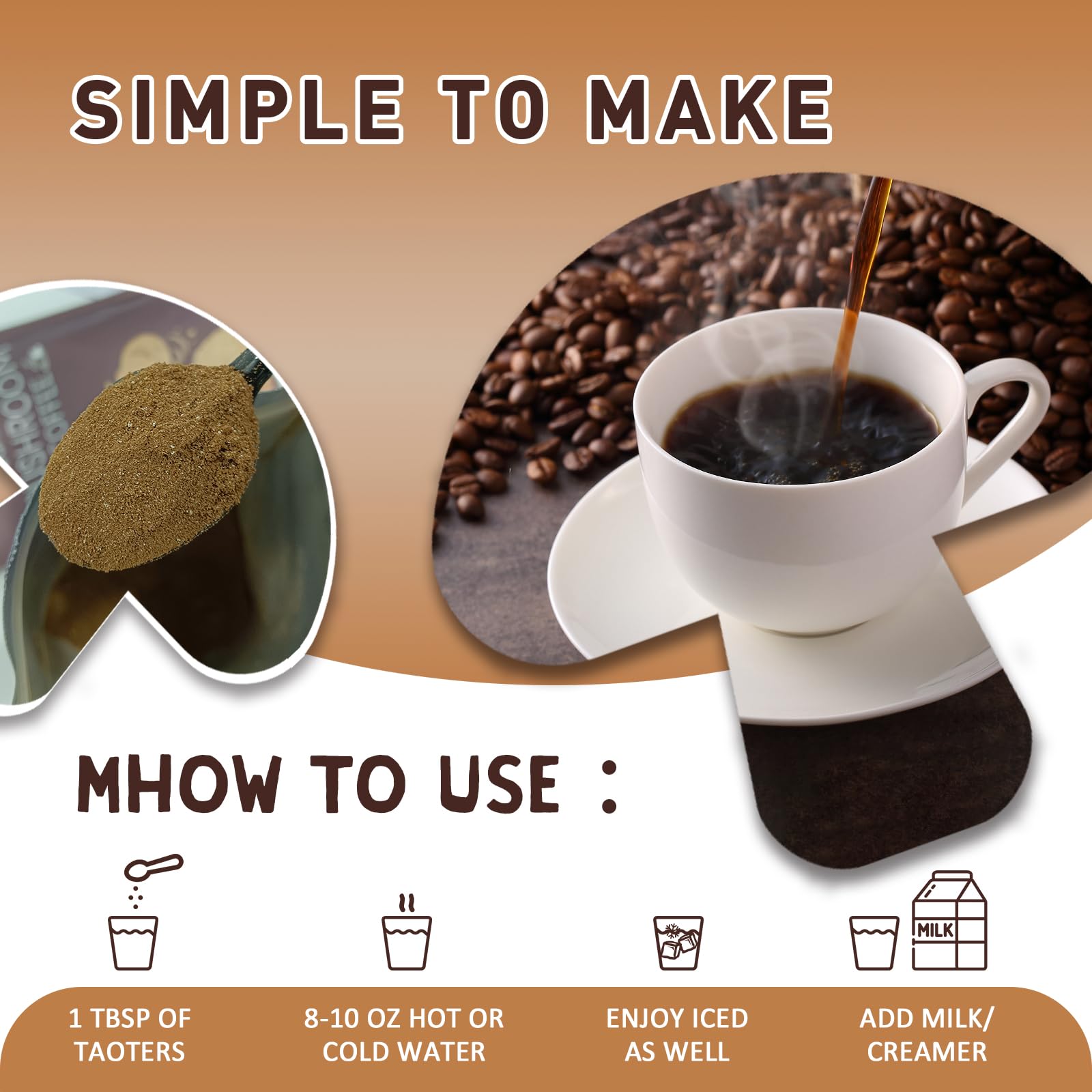 TAOTERS ambientación de desayuno con taza y envase, energía matutina