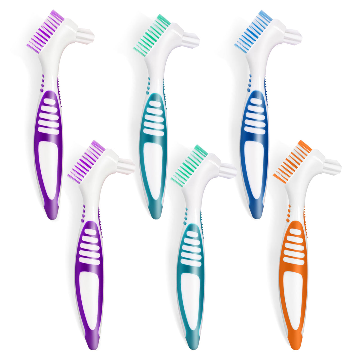 TaShow vista frontal del paquete de 6 cepillos para dentaduras, solución práctica