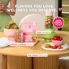 Taste Salud bebida servida en vaso con color atractivo y refrescante