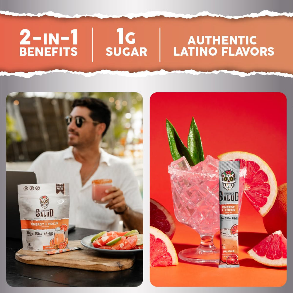 Taste Salud textura del polvo en primer plano, mezcla instantánea