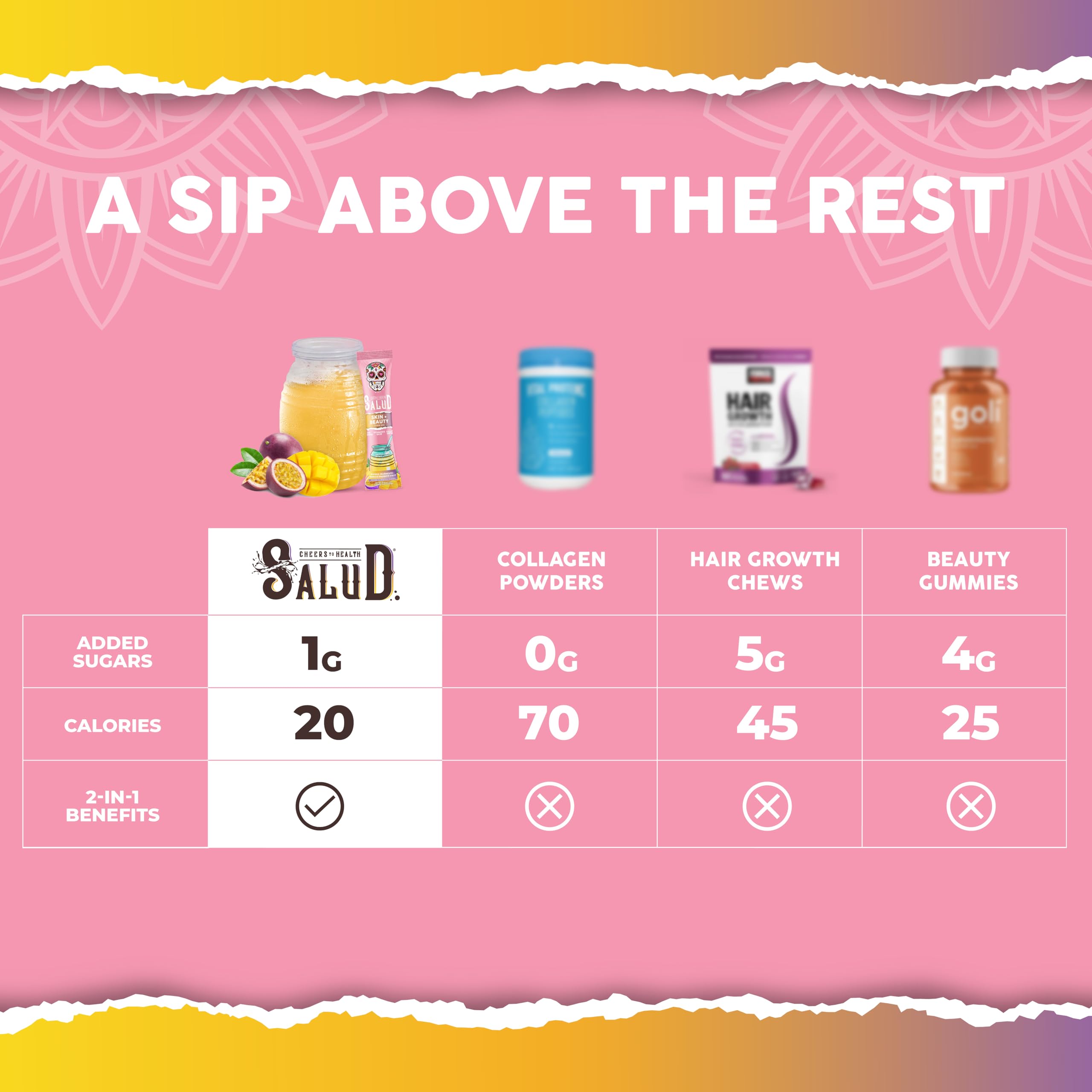 Taste Salud etiqueta con información nutricional y lista de ingredientes clave