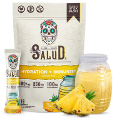 Taste Salud empaque frontal piña, presentación clara y portátil