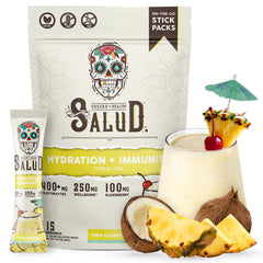 Taste Salud frente del paquete piña colada mostrando diseño atractivo y beneficios