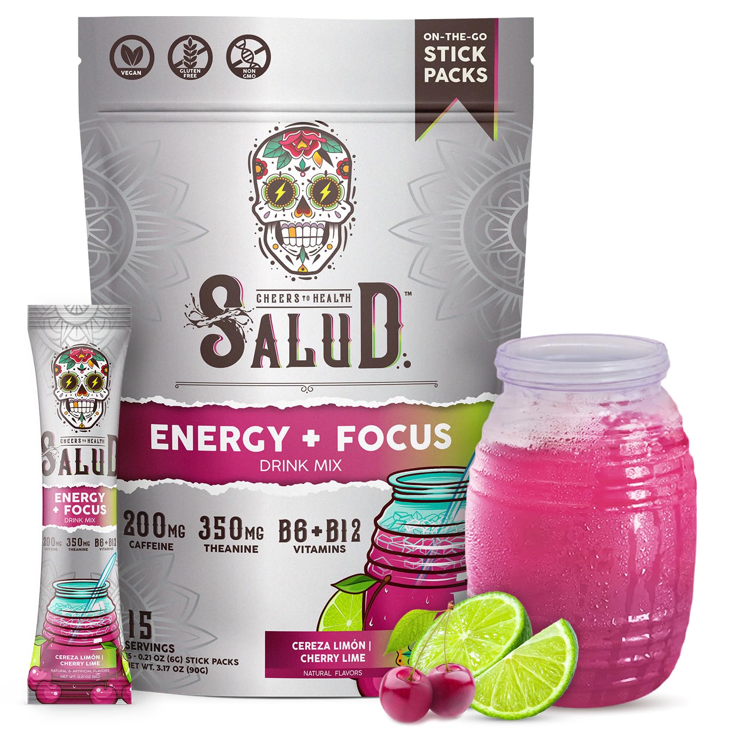 Taste Salud frente del empaque Cereza Lima mostrando diseño y beneficio práctico