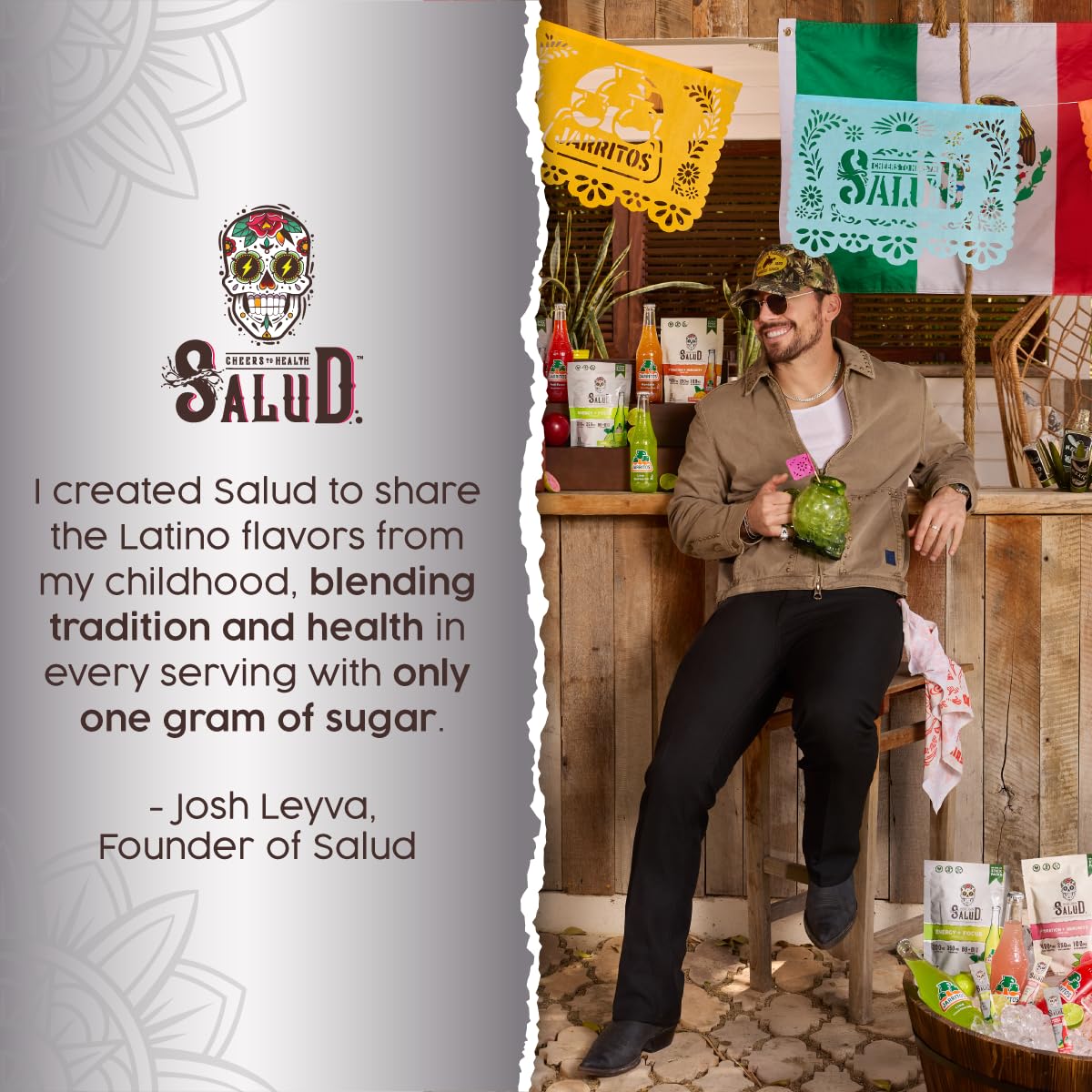 Taste Salud bebida en mesa al aire libre, lifestyle que sugiere refresco y enfoque