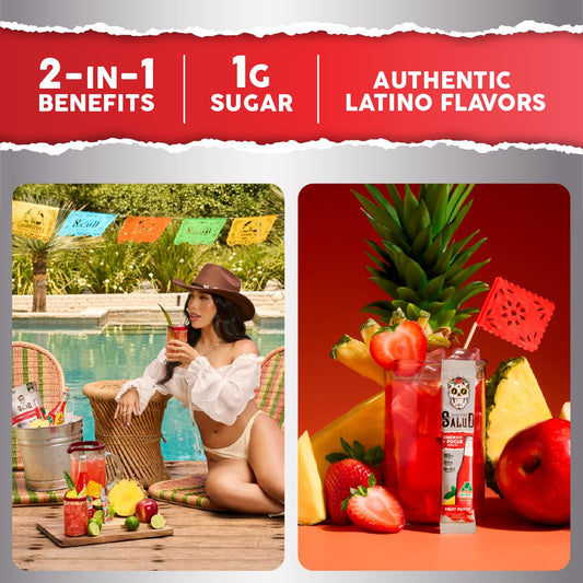 Taste Salud sobre abierto con polvo visible, detalle que muestra calidad del ingrediente