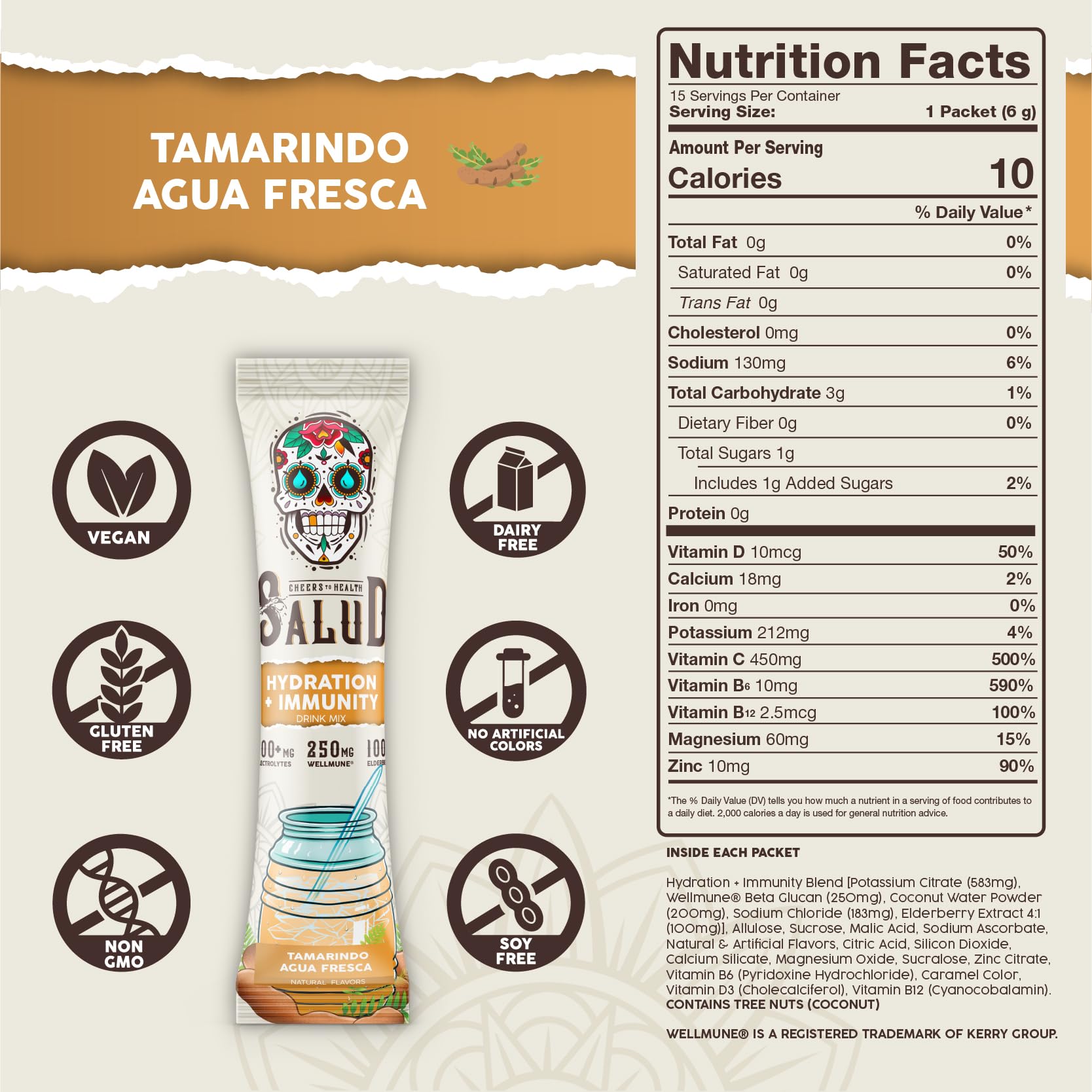 Taste Salud stick abierto con polvo listo para mezclar y fácil transporte