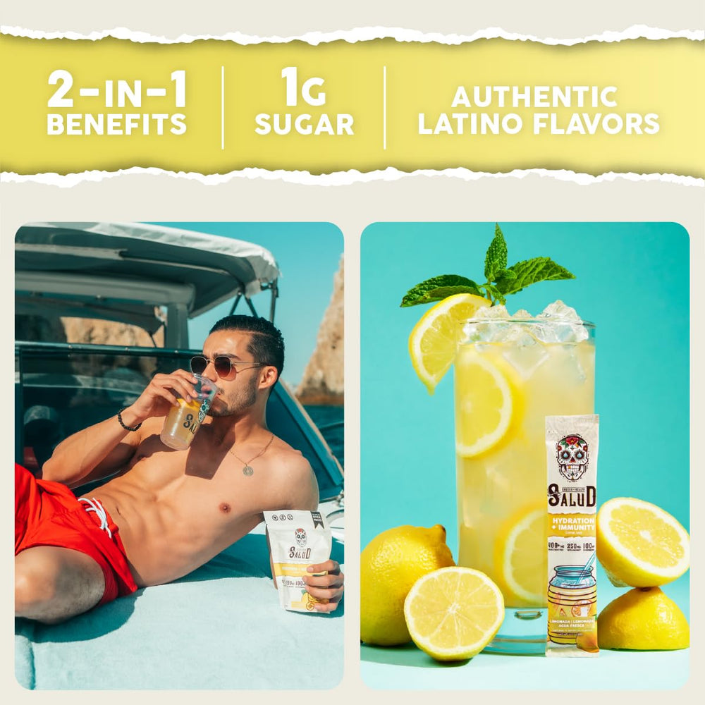 Taste Salud stick pack sobre mesa listo para llevar y usar