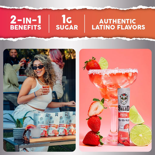 Taste Salud stick pack abierto mostrando diseño monodosis que facilita transporte