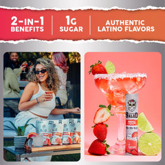 Taste Salud stick pack abierto mostrando diseño monodosis que facilita transporte