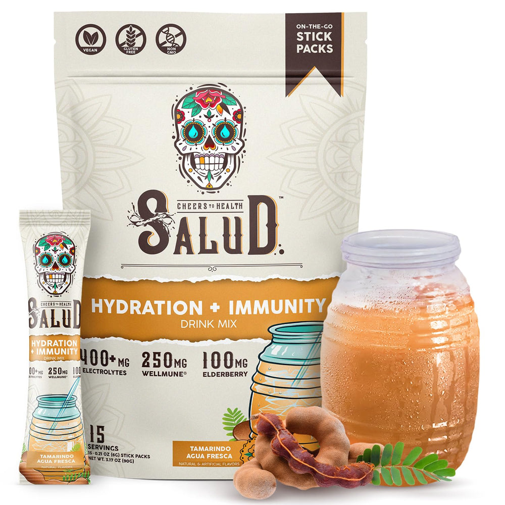 Taste Salud empaque frontal tamarindo mostrando beneficios para hidratación