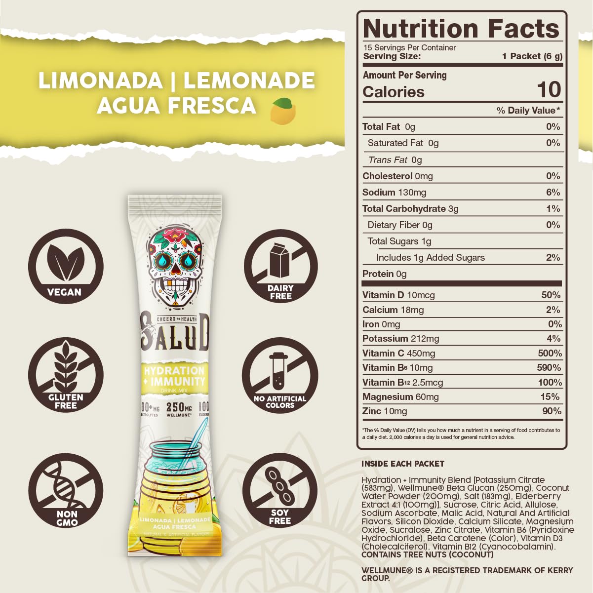Taste Salud polvo de mezcla cercano mostrando textura fina y solubilidad