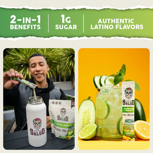 Taste Salud polvo en primer plano mostrando textura fina y solubilidad