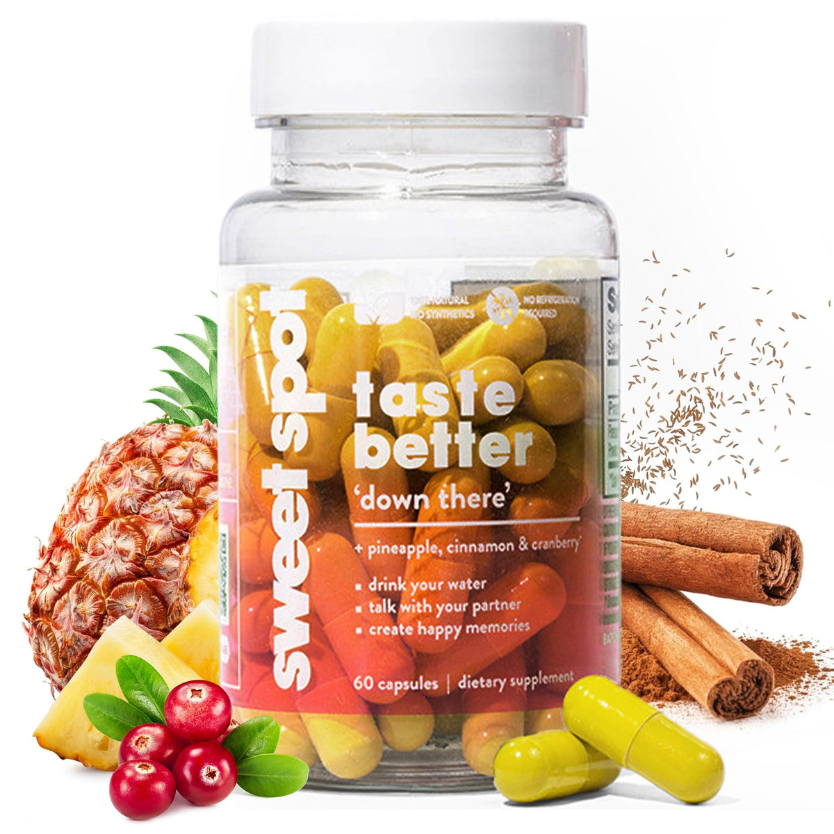 TASTE THE SWEET SPOT frente del envase muestra marca y beneficio de frescura