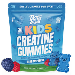 TASTY GAINS frasco frontal mostrando 60 gomitas y conveniencia