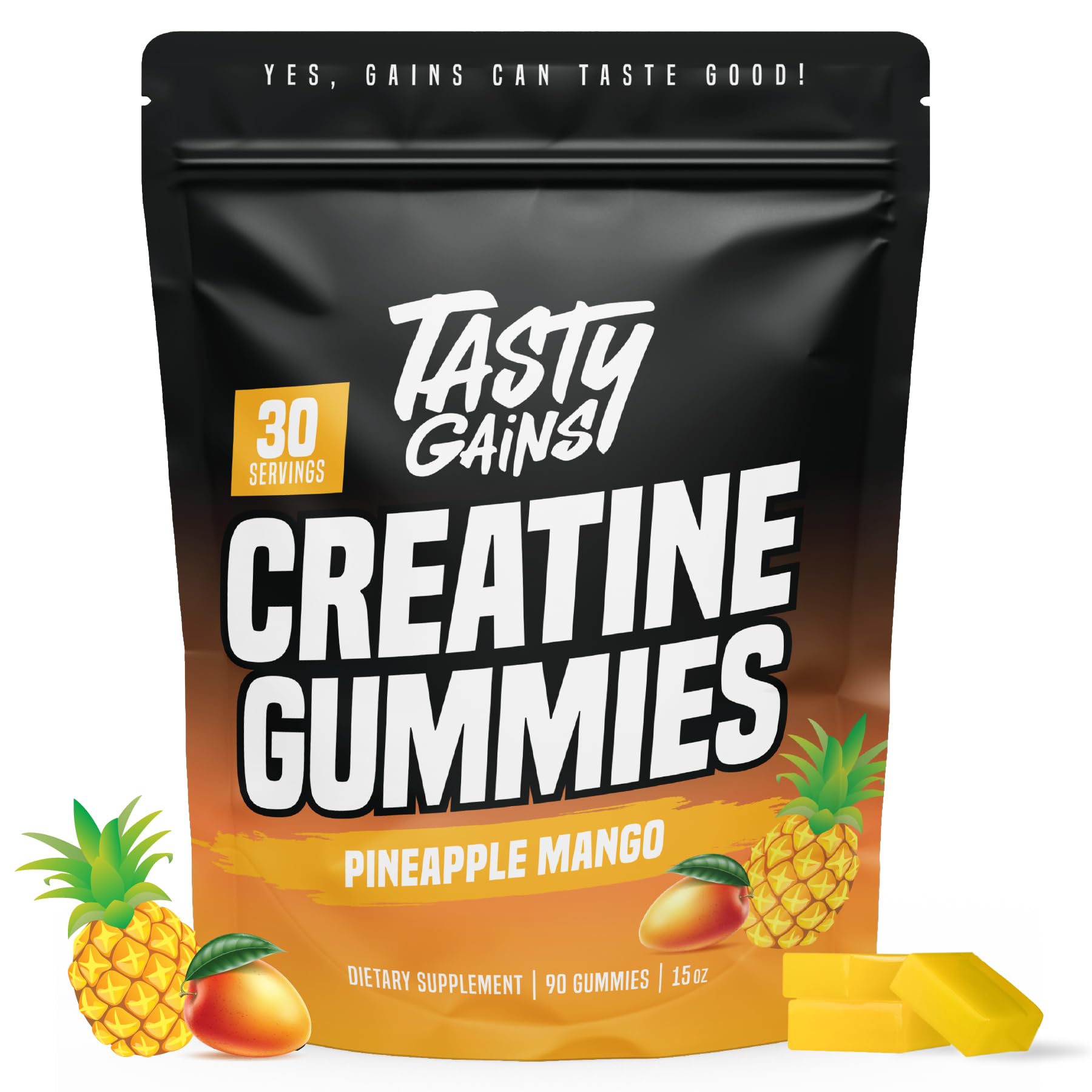 TASTY GAINS frente del empaque mostrando diseño y beneficio práctico
