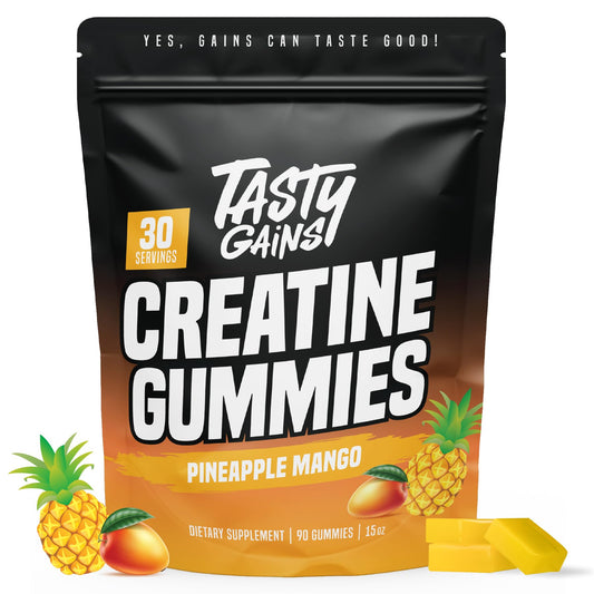 TASTY GAINS frente del empaque mostrando diseño y beneficio práctico
