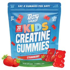 TASTY GAINS frasco frontal mostrando diseño y cantidad, fácil identificación