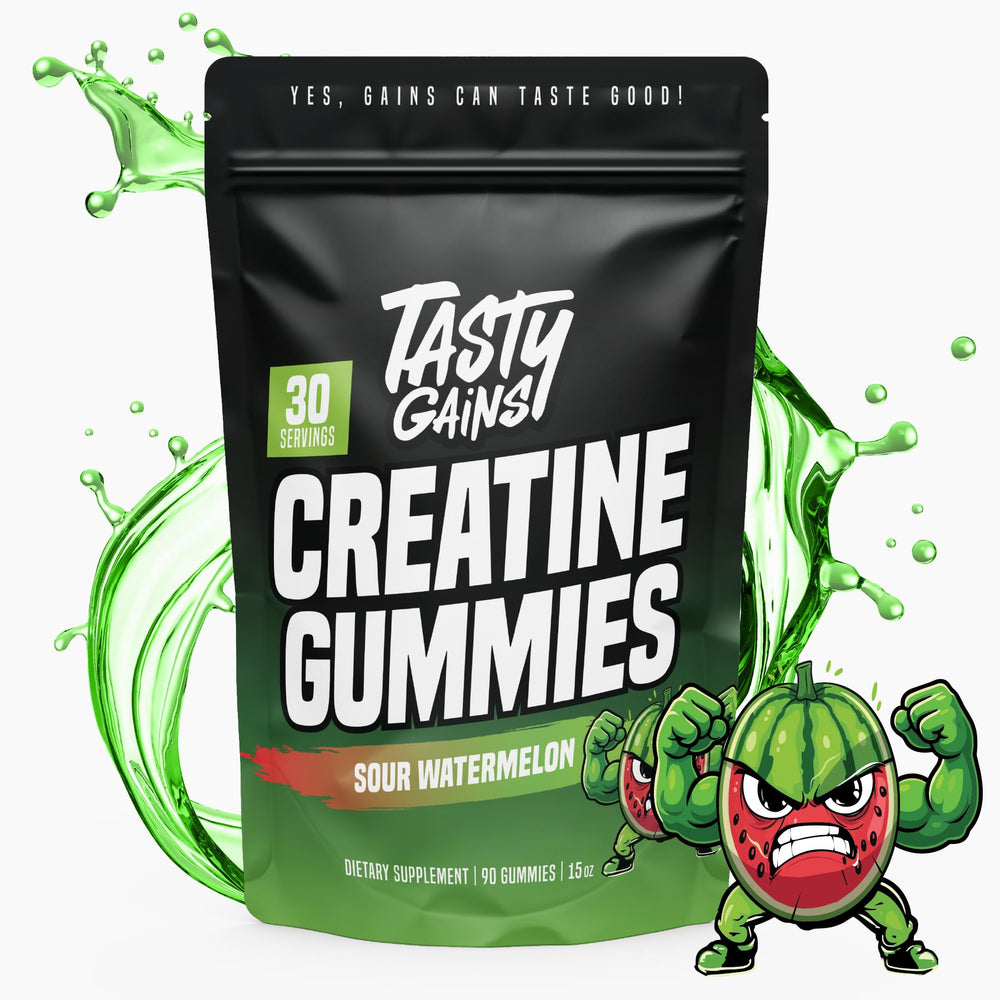 TASTY GAINS primer plano de textura de gominola que muestra calidad masticable
