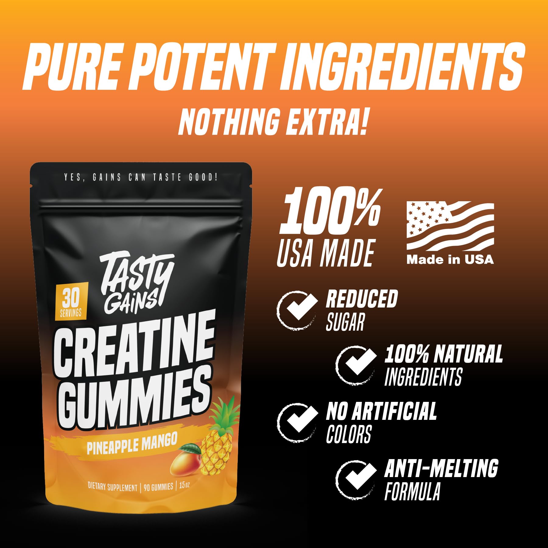 TASTY GAINS gomita en mano para comparar tamaño y facilidad de toma