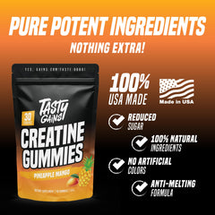 TASTY GAINS gomita en mano para comparar tamaño y facilidad de toma