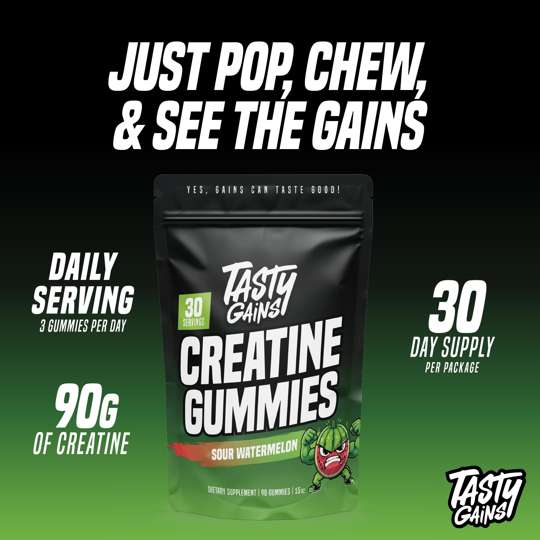 TASTY GAINS gominolas servidas para la dosis diaria facilitando la toma