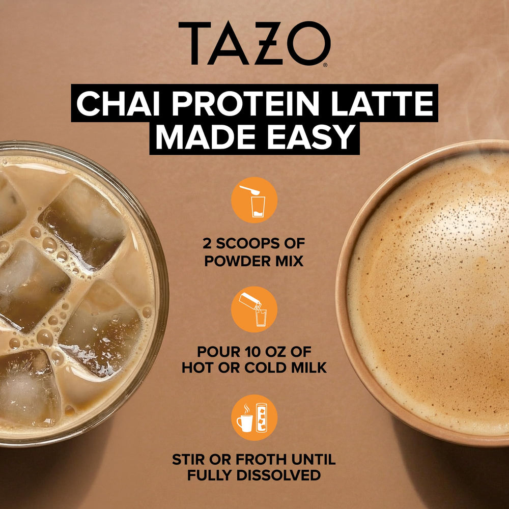 TAZO vaso con latte frío e hielo listo como bebida refrescante