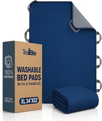 Teal Elite vista frontal del protector azul marino para cama, protección duradera