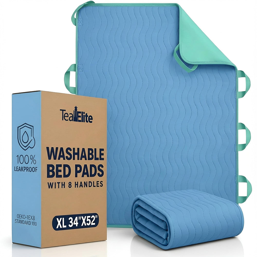 Teal Elite vista frontal del protector en color polvo azul, protege el colchón