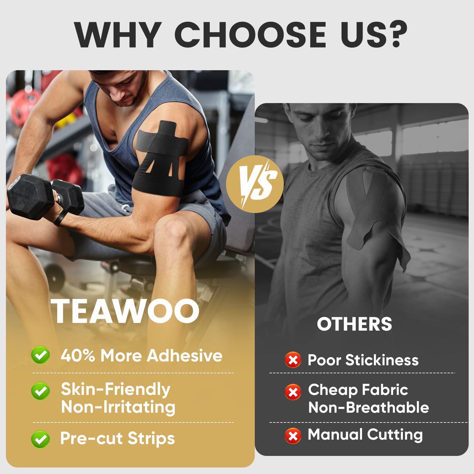 TEAWOO cinta aplicada en hombro de deportista, soporte estable durante ejercicio