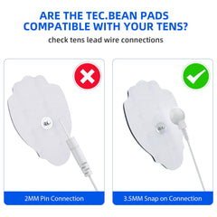 TEC.BEAN electrodos sobre una mano para comparar tamaño y facilitar colocación