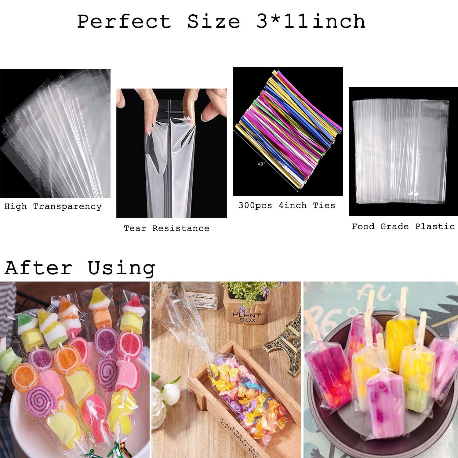 Tecbeauty bolsas transparentes llenas de pretzels para exhibición clara y protección higiénica