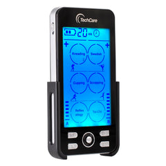 TechCare Massager electrodos en primer plano evidenciando adhesión y versatilidad