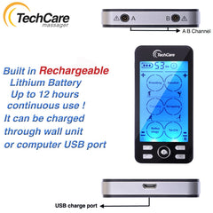 TechCare Massager pantalla LCD clara que facilita seleccionar modos y niveles
