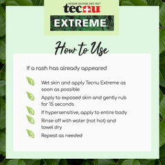 Etiqueta Tecnu Extreme con instrucciones claras que facilitan uso correcto