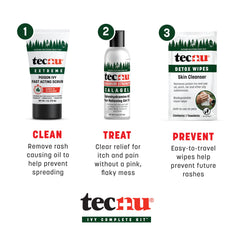 Tecnu gel Treat aplicado en la mano para alivio rápido de picor