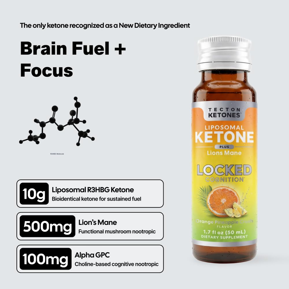 Tecton Ketones listado de ingredientes resaltando Lion’s Mane y Alpha‑GPC beneficios