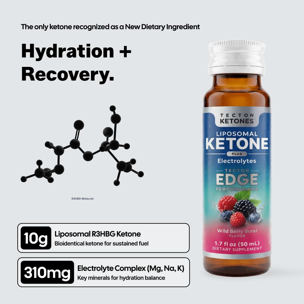 Tecton Ketones consumo del shot en mano para energía práctica y sin cafeína