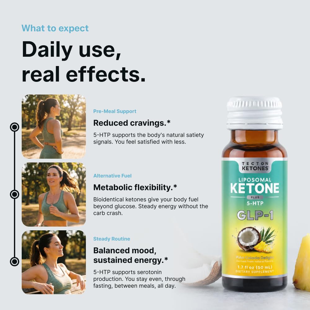 Tecton Ketones persona tomando shot antes de comida mostrando uso pre-meal sencillo
