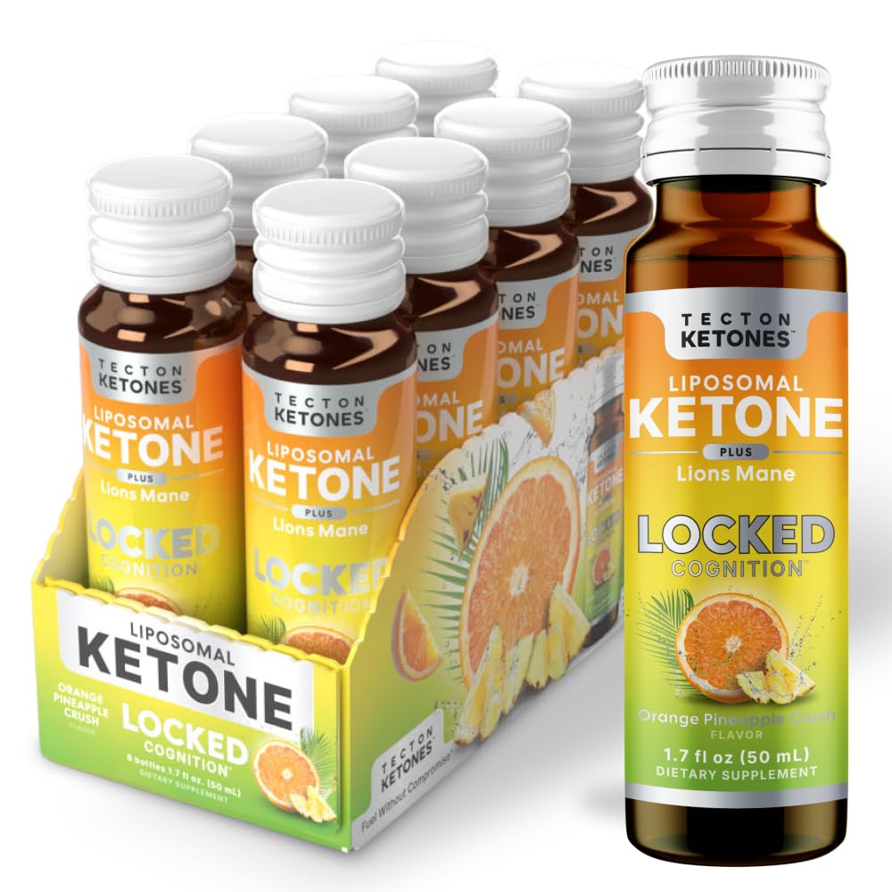Tecton Ketones botella frontal del producto con etiqueta clara y beneficio de enfoque
