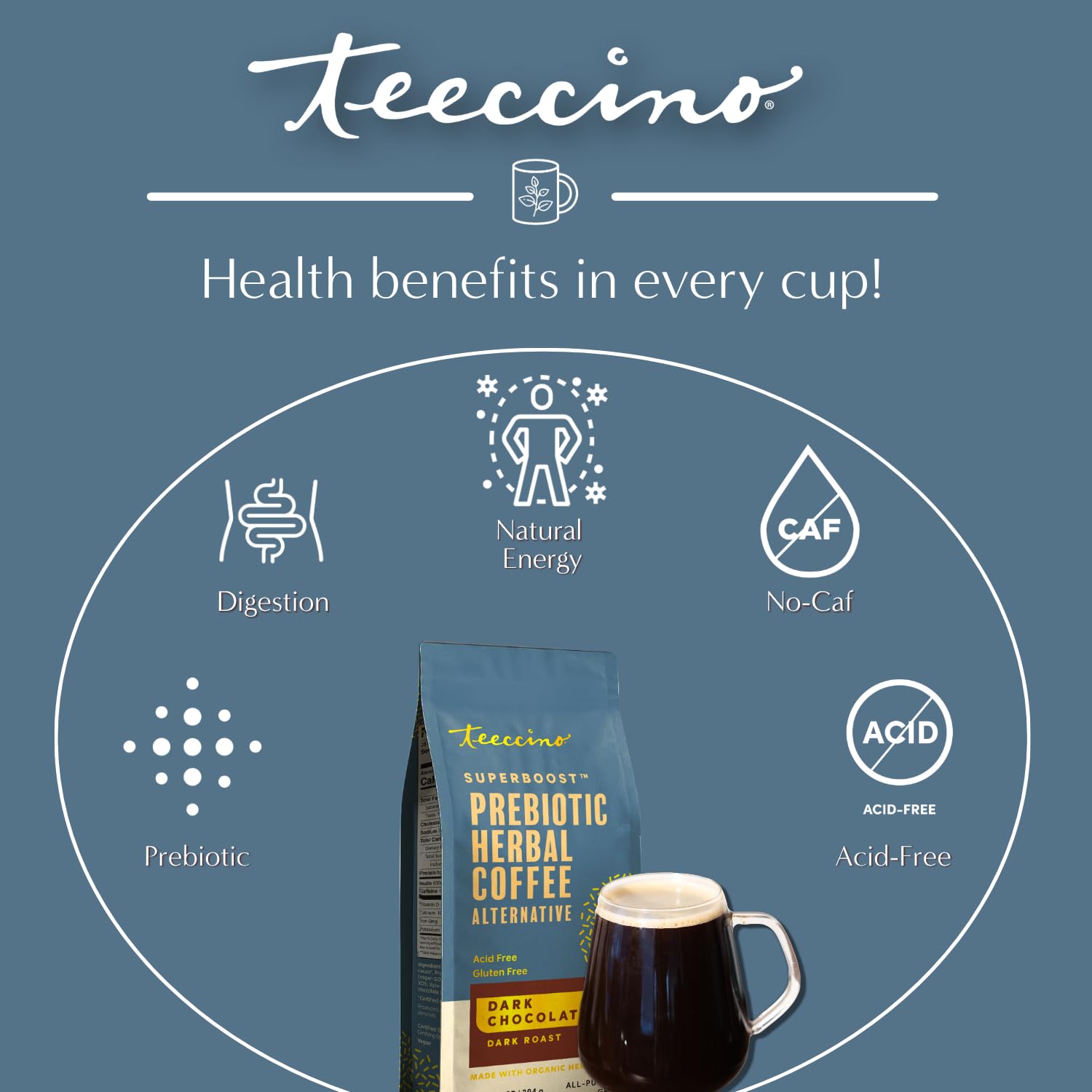 Teeccino latte espumoso preparado para cappuccino sin estimulantes