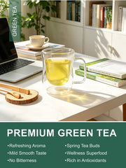 TeeLux taza con té infusionándose, aporta imagen de sabor fresco