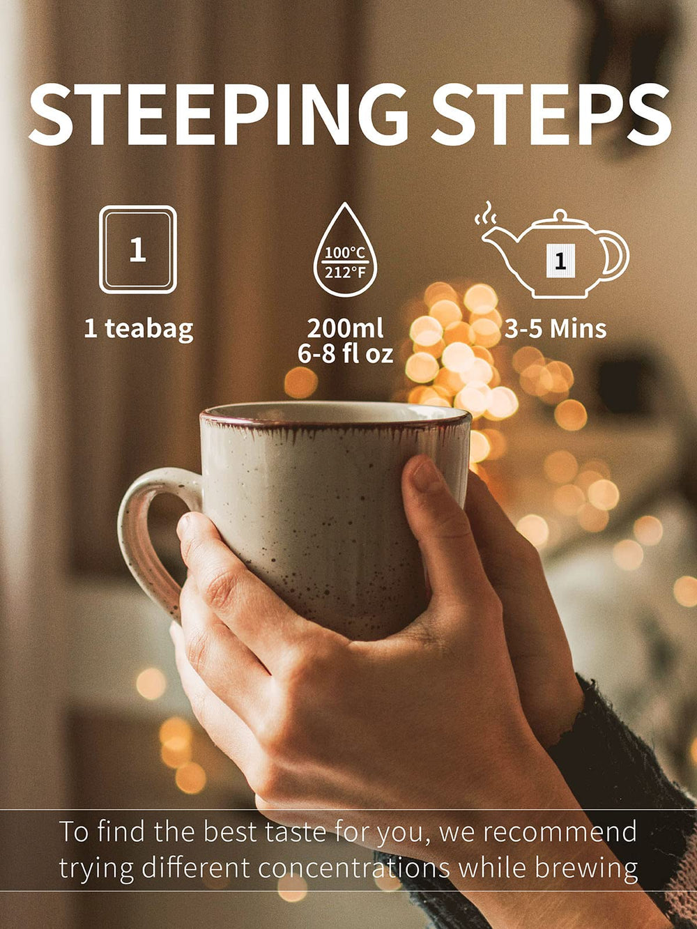 TeeLux etiqueta con instrucciones de preparación clara para mejor infusión