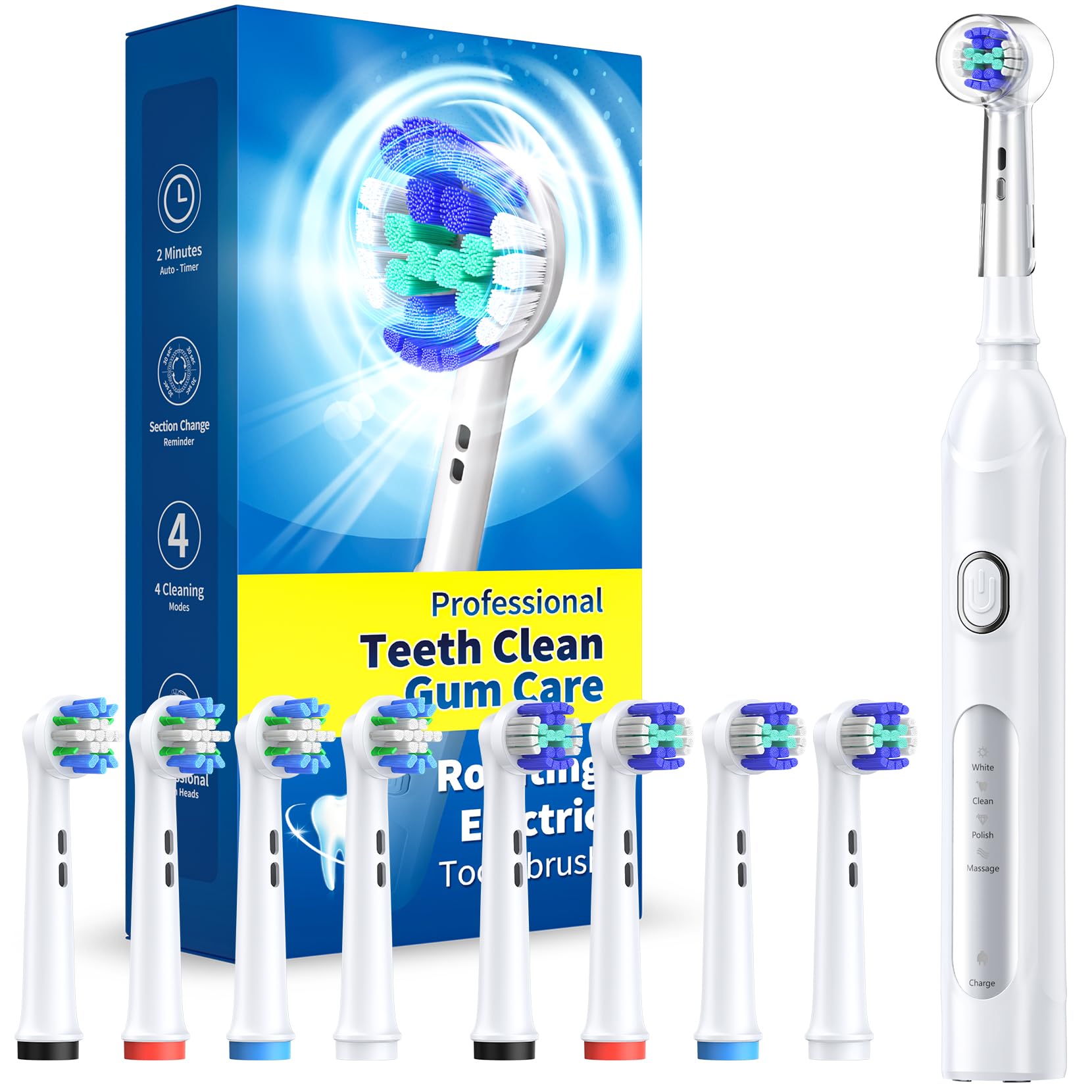TEETHEORY vista frontal del cepillo con diseño blanco y controles fáciles