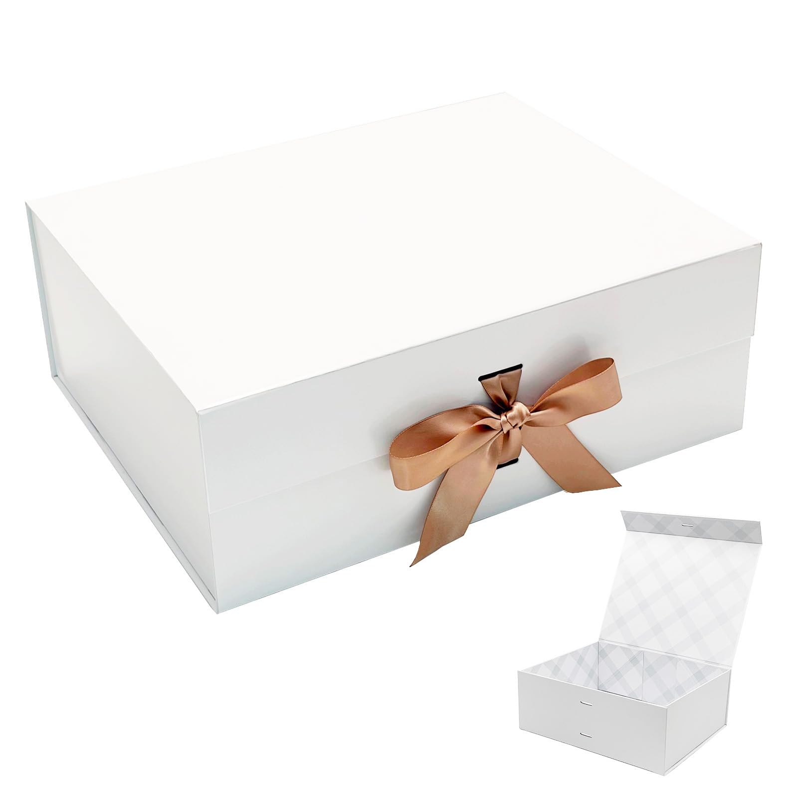 Tekhoho caja frontal blanca mostrando diseño elegante y protección
