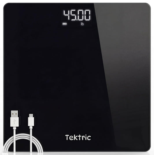 Tektric vista frontal de la báscula con pantalla LED para lecturas claras