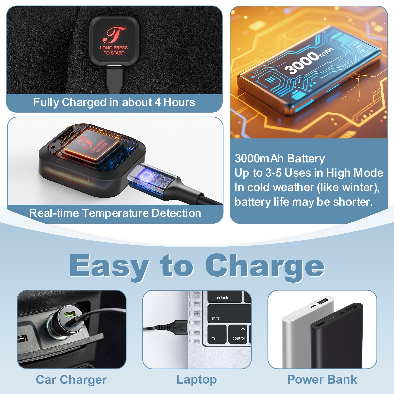 Telepepe batería 3000mAh y puerto USB para recarga rápida y autonomía